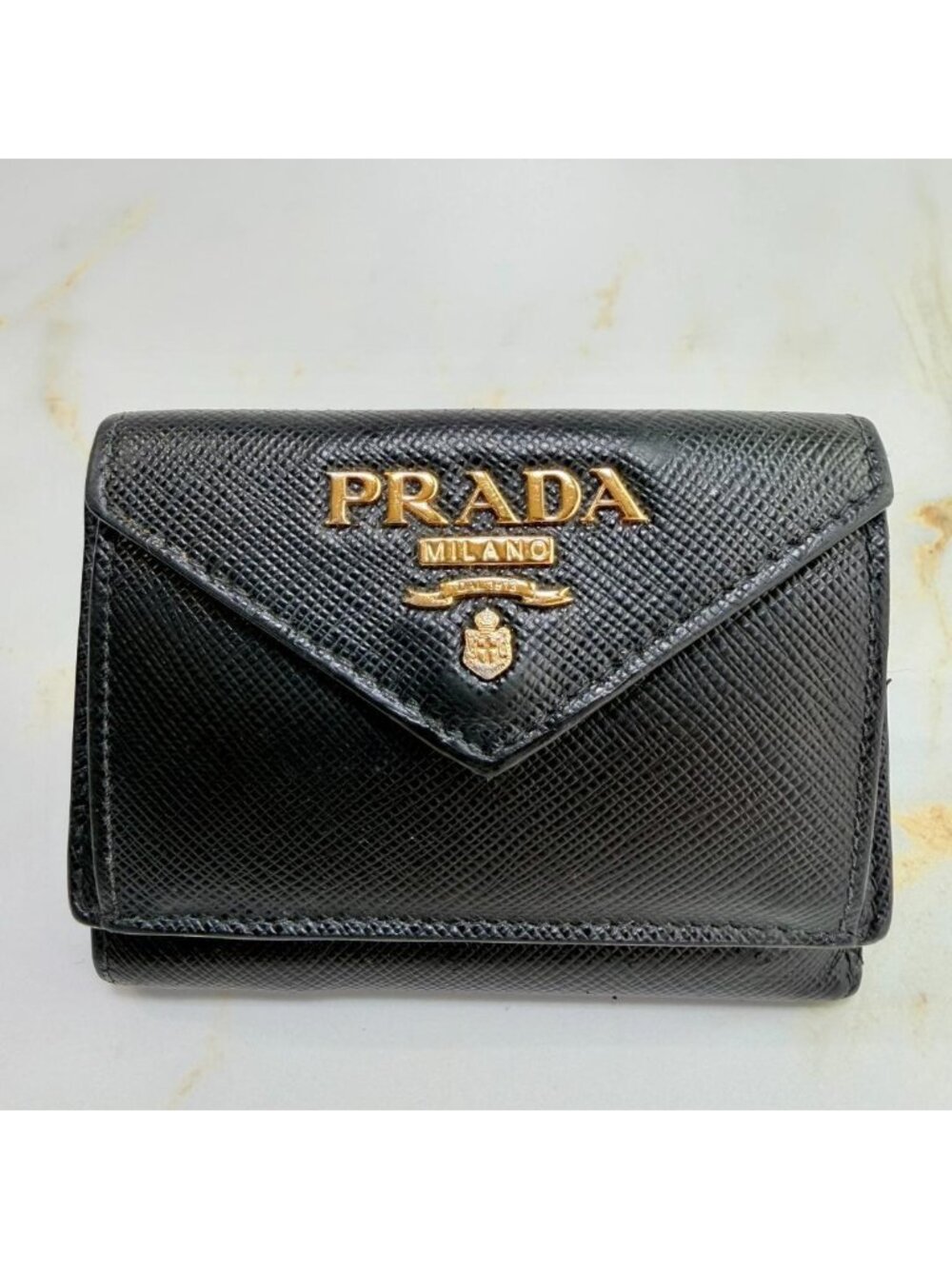 Prada Saffiano Trifold Wallet Black